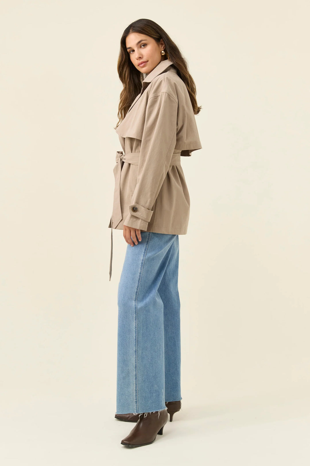 Farida Cropped Trench - Stone