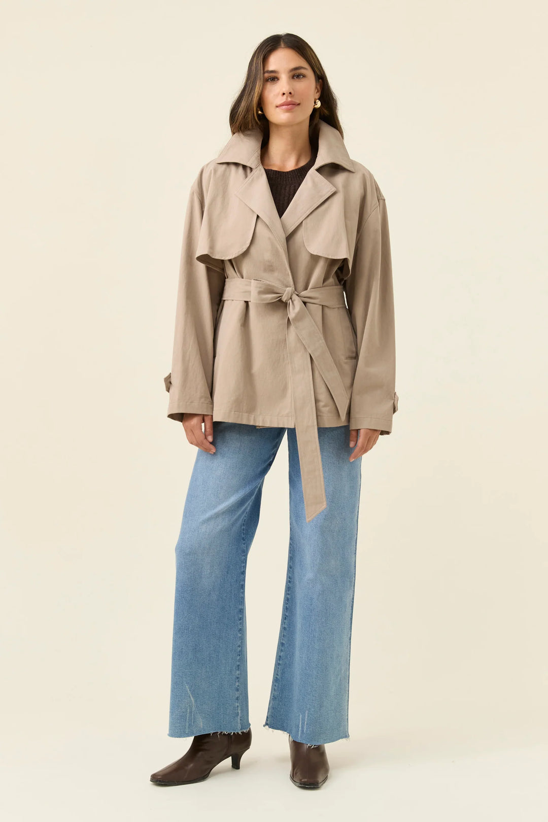 Farida Cropped Trench - Stone