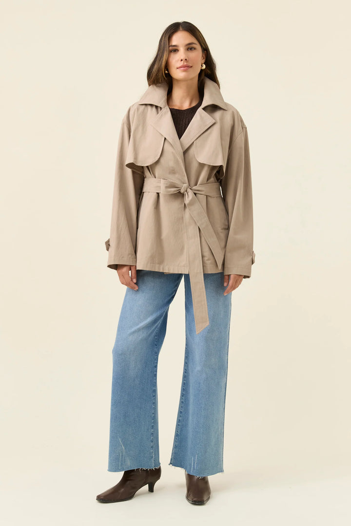 Farida Cropped Trench - Stone