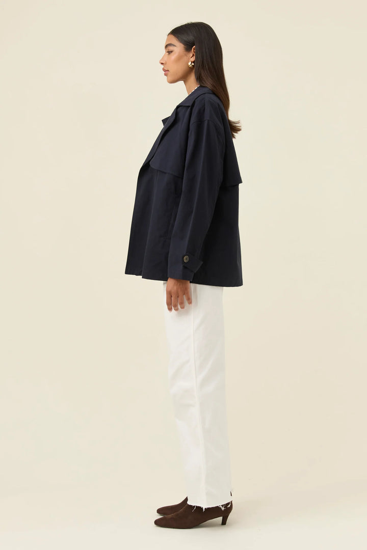 Farida Cropped Trench - Navy