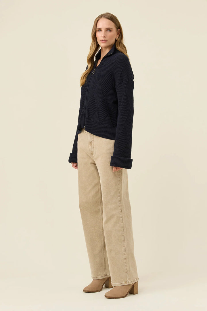 Sadie Zip Jumper - Navy