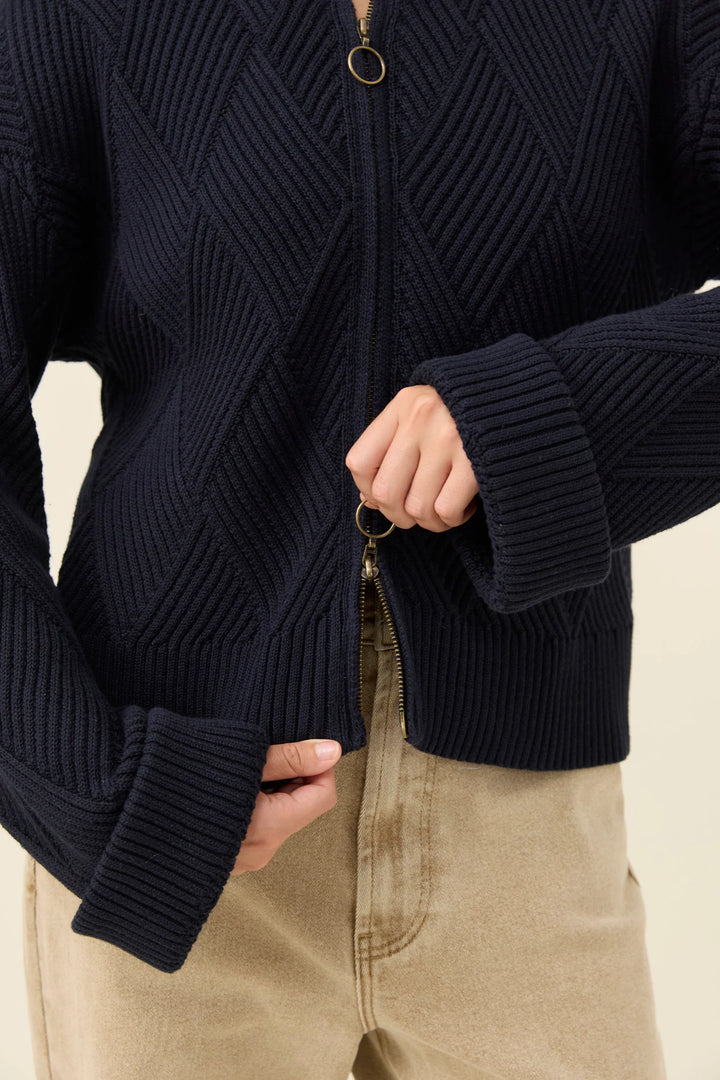 Sadie Zip Jumper - Navy