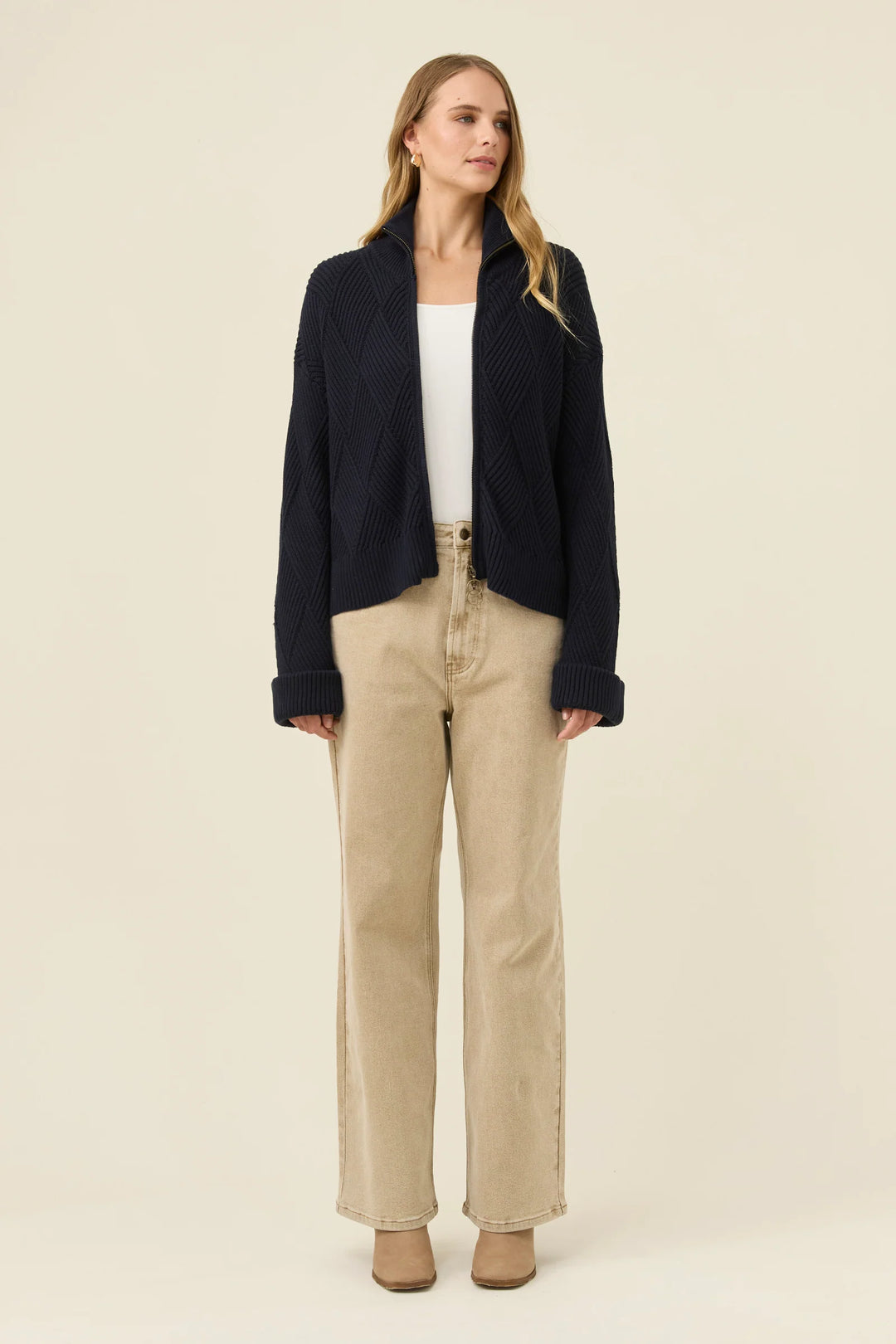 Sadie Zip Jumper - Navy