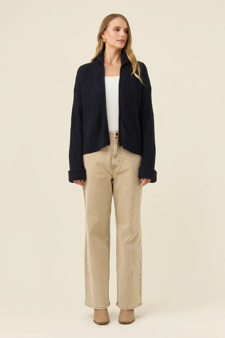 Sadie Zip Jumper - Navy
