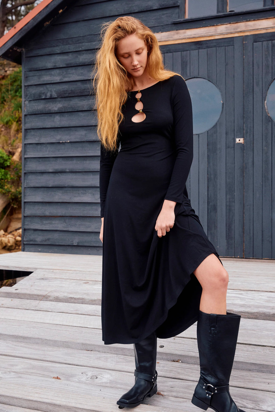 Naria Bead Dress - Onyx