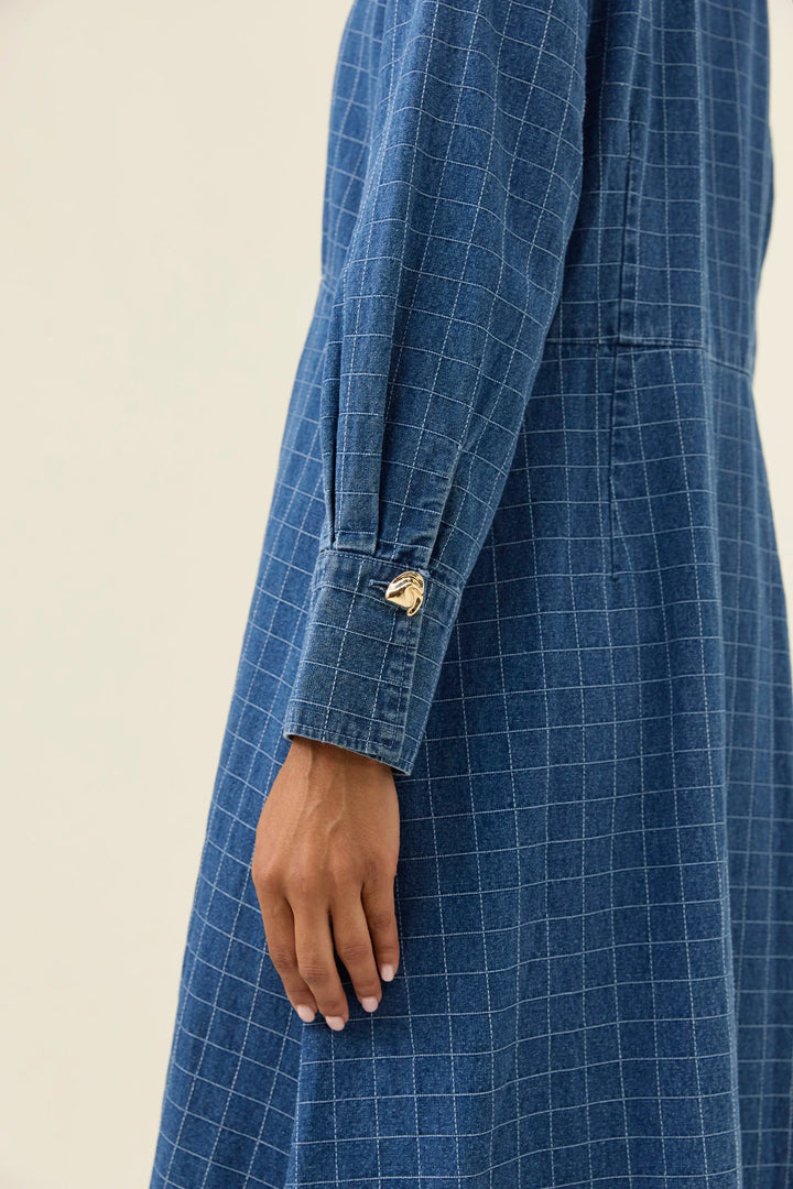 Sloane Denim Maxi Dress - Check