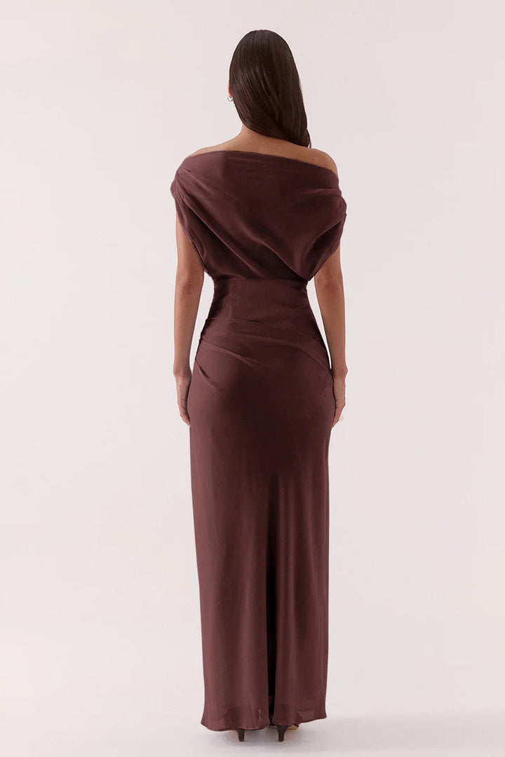 Ada off shoulder dress- Chocolate