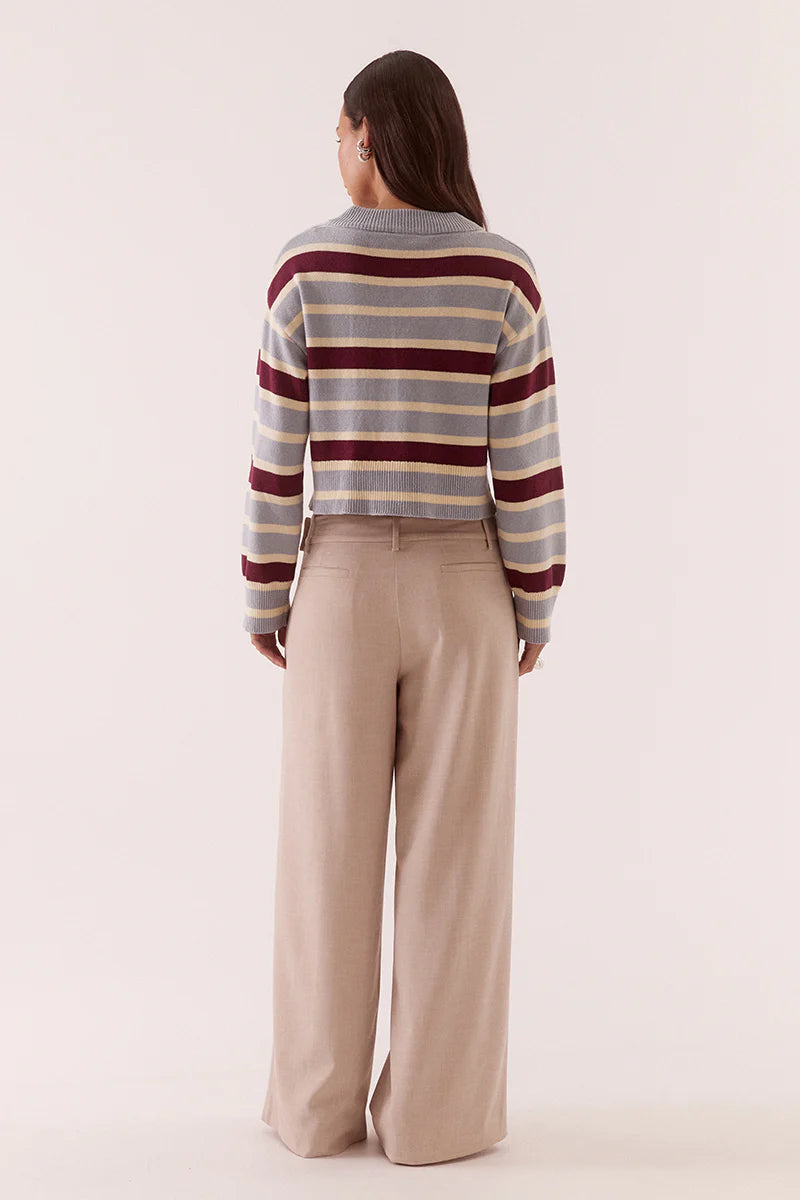 Arlo Stripe Cardigan - Blue / Plum