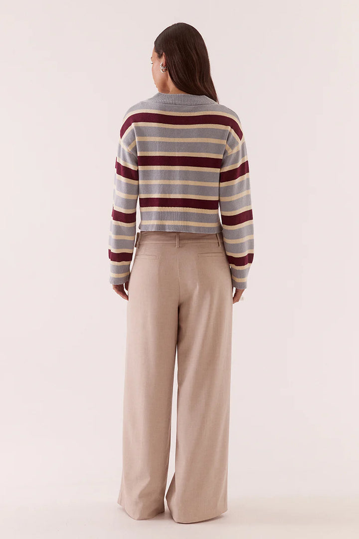 Arlo Stripe Cardigan - Blue / Plum