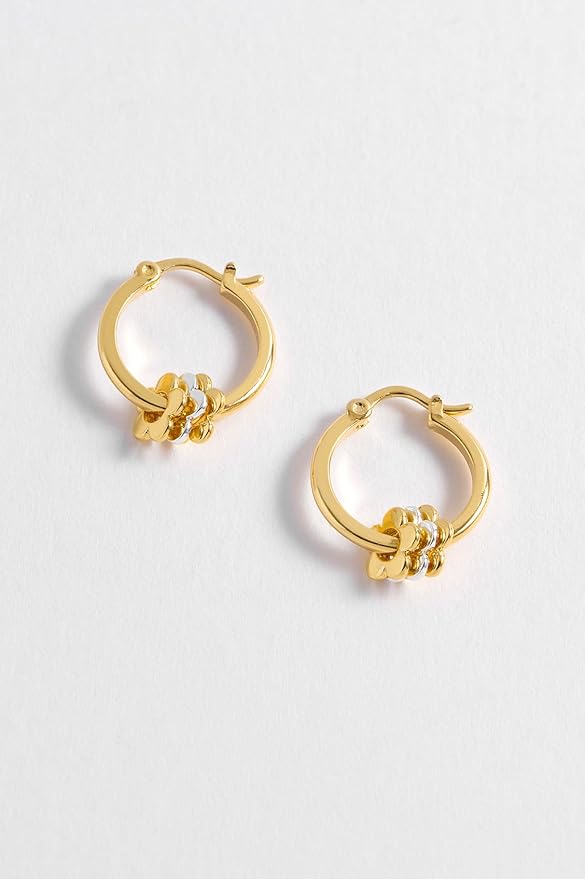 Multi Flower Hoop Earrings - Gold Plated