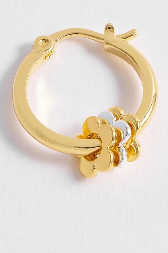 Multi Flower Hoop Earrings - Gold Plated