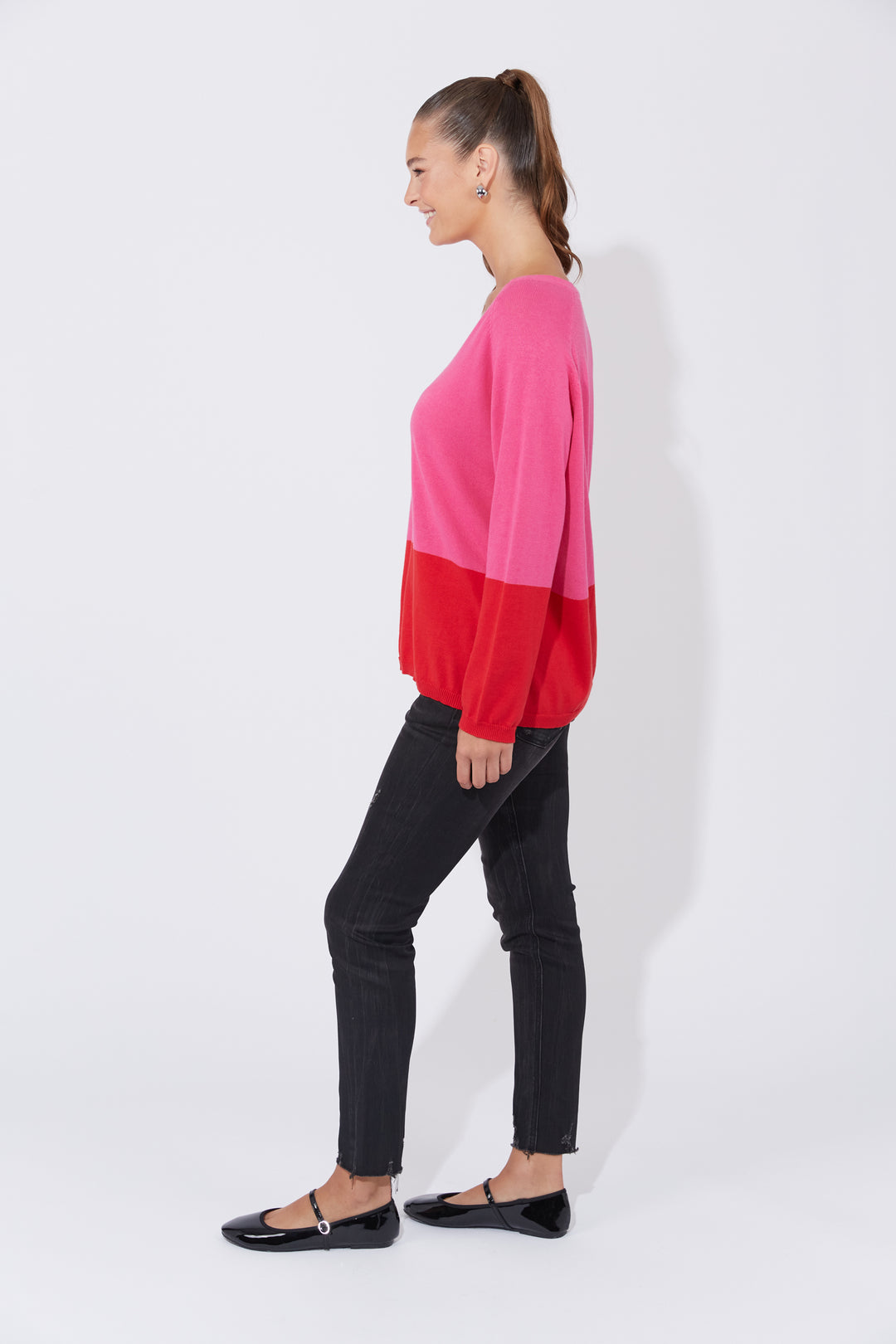 The Casablanca Block Knit combines simplicity with a touch of modern flair. This easygoing boxy sweater is designed with raglan sleeves and a V-neck for a relaxed fit. Available from www.thecollectivenz.com