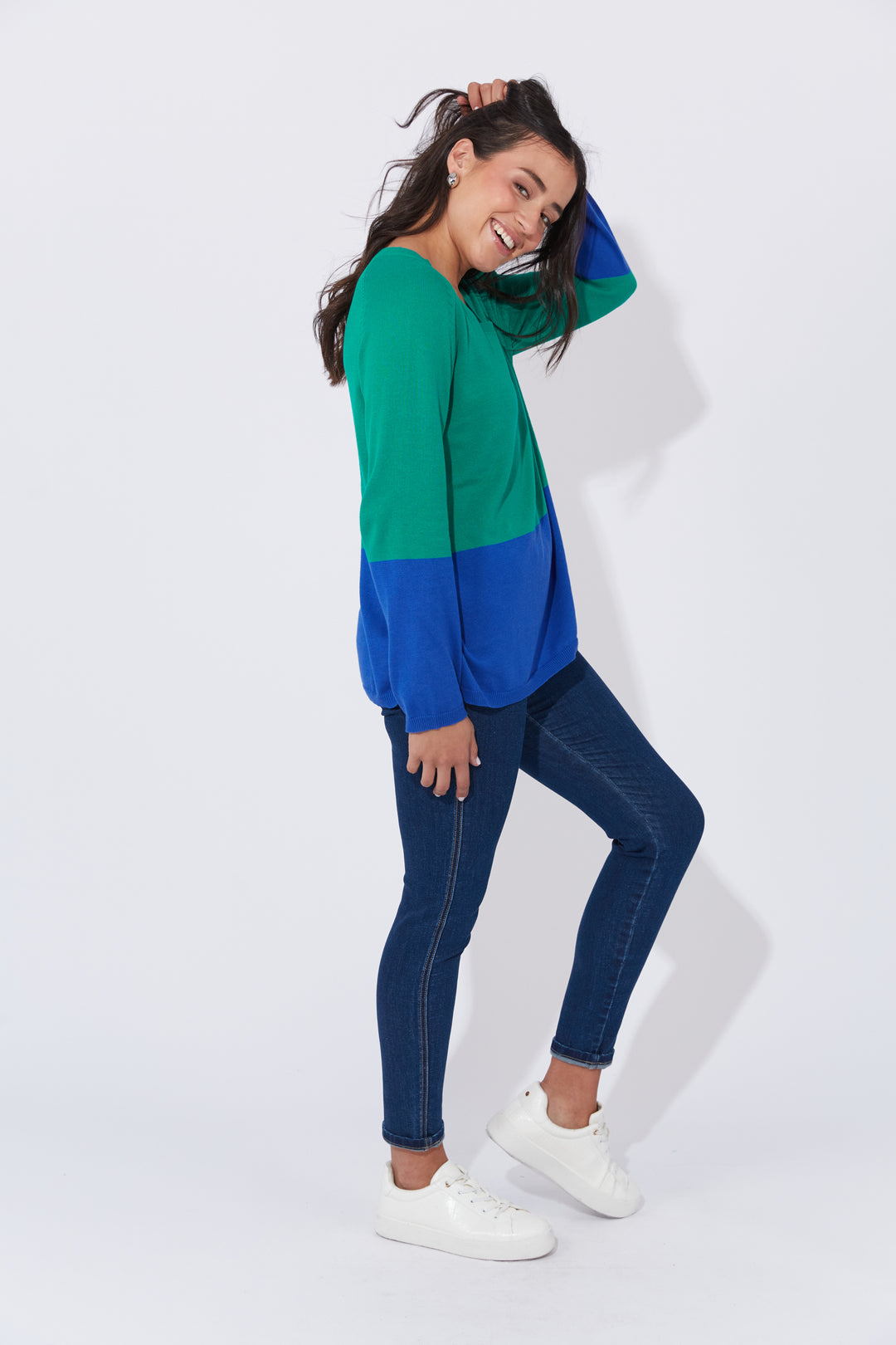The Casablanca Block Knit combines simplicity with a touch of modern flair. This easygoing boxy sweater is designed with raglan sleeves and a V-neck for a relaxed fit. Available from www.thecollectivenz.com