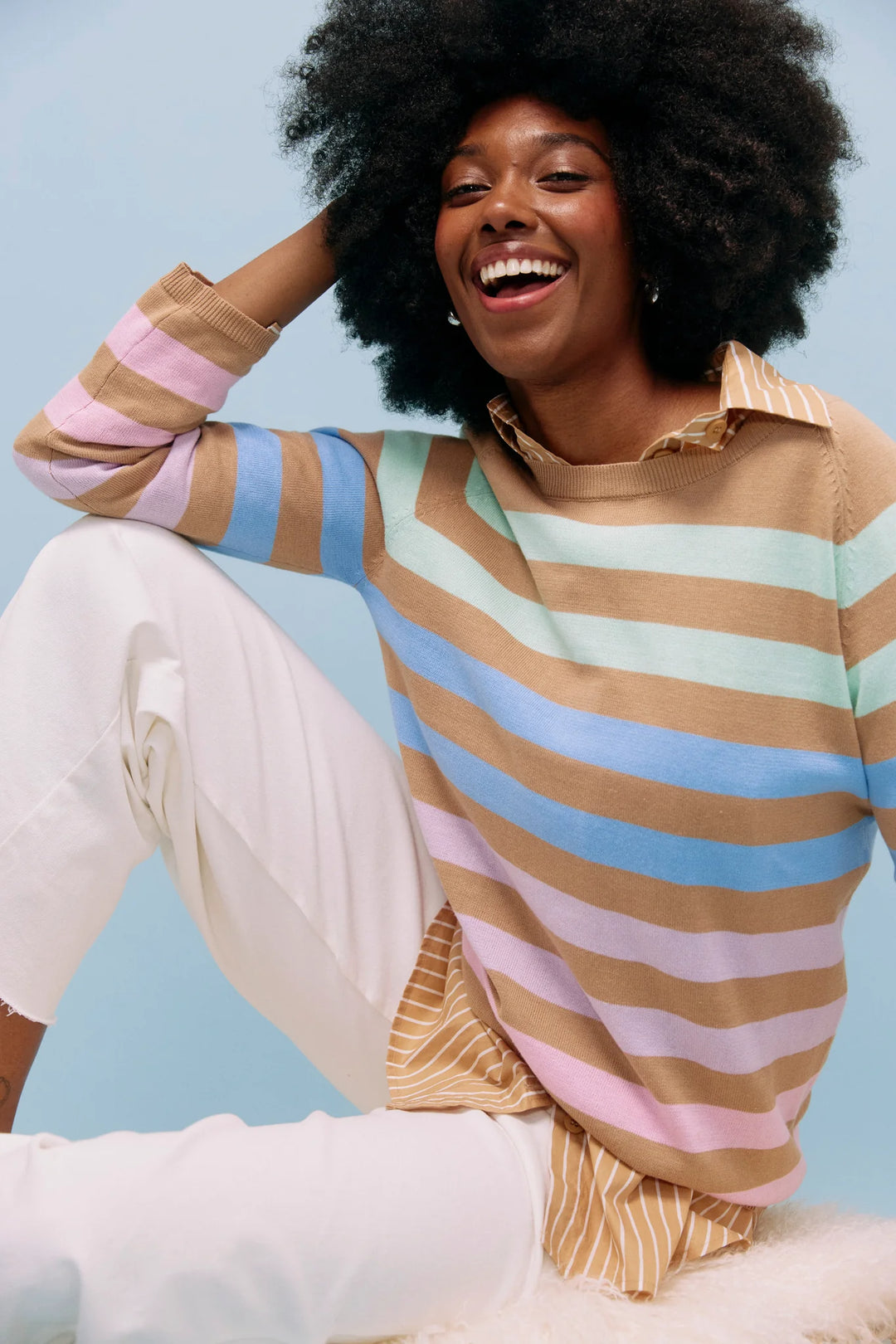 Vermont Stripe Jumper - Tan