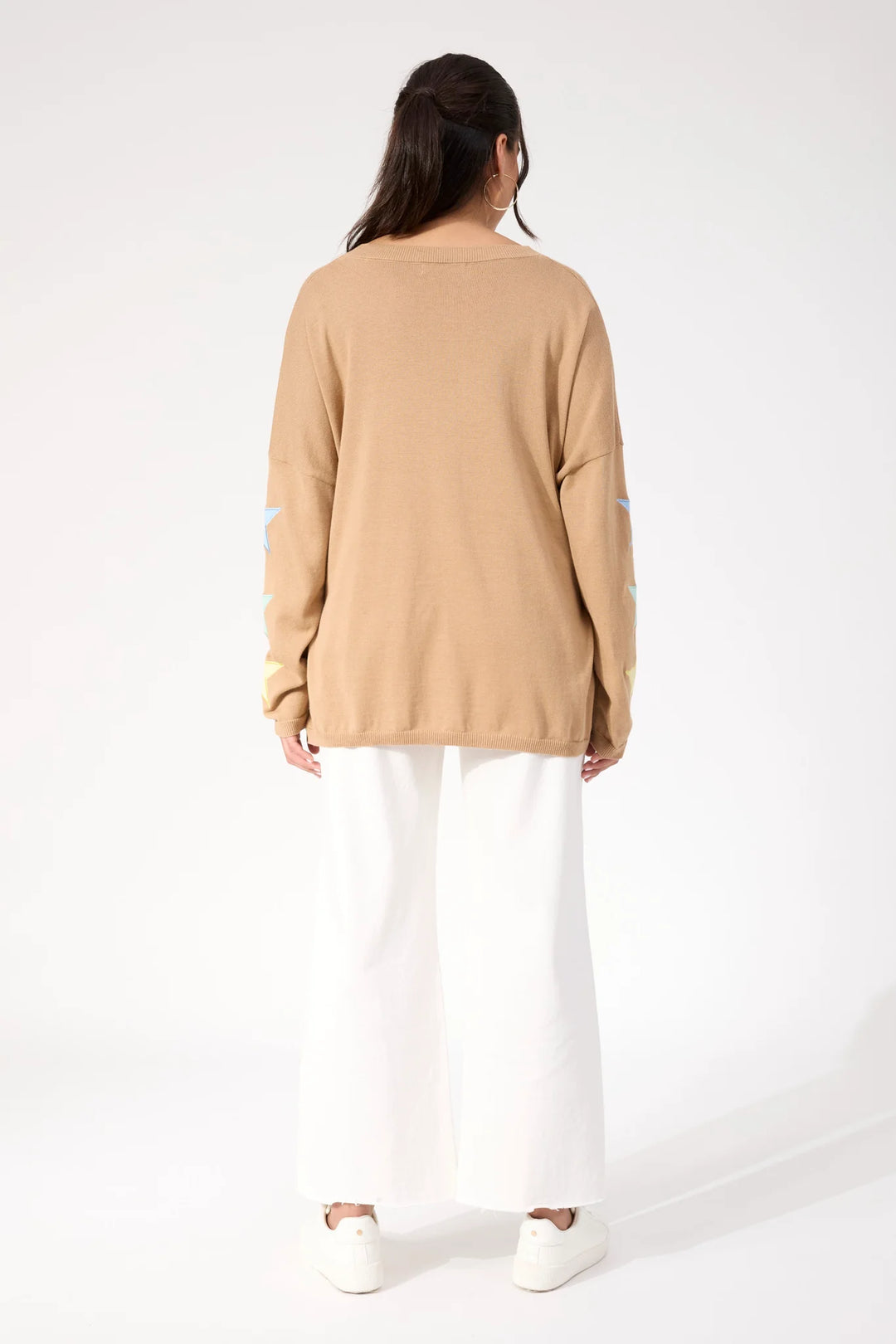 Vermont Star V Neck Jumper ONE SIZE - Tan