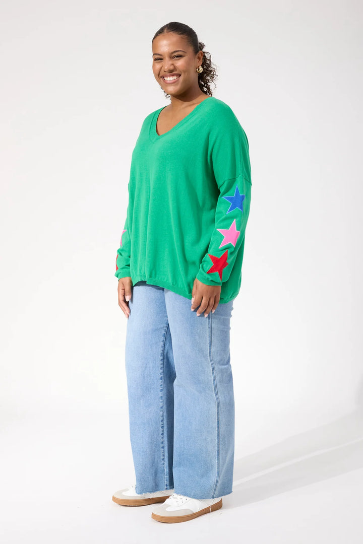 Vermont Star V Neck Jumper ONE SIZE - Green