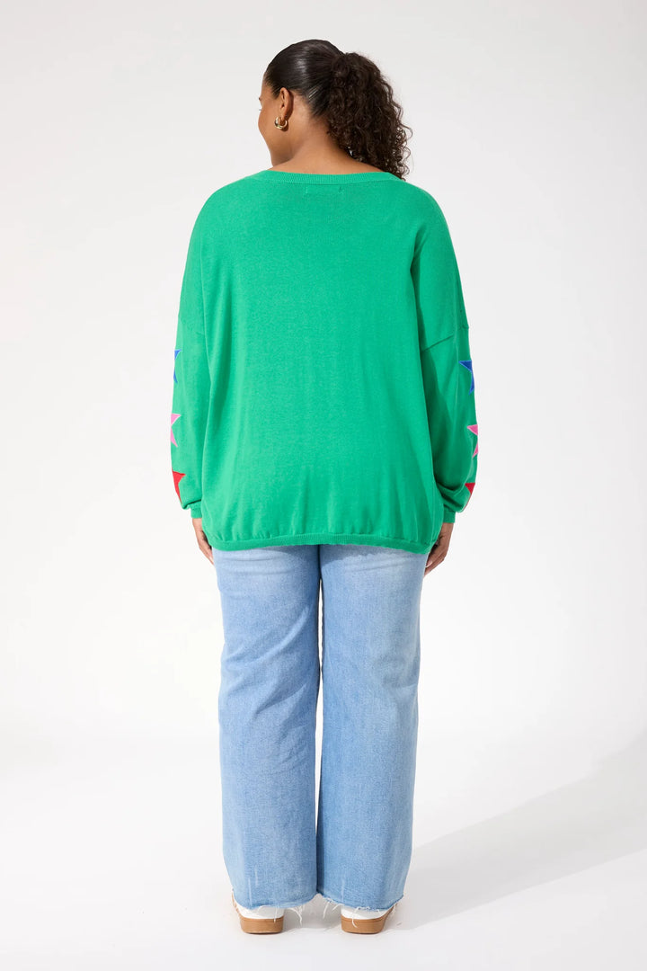 Vermont Star V Neck Jumper ONE SIZE - Green