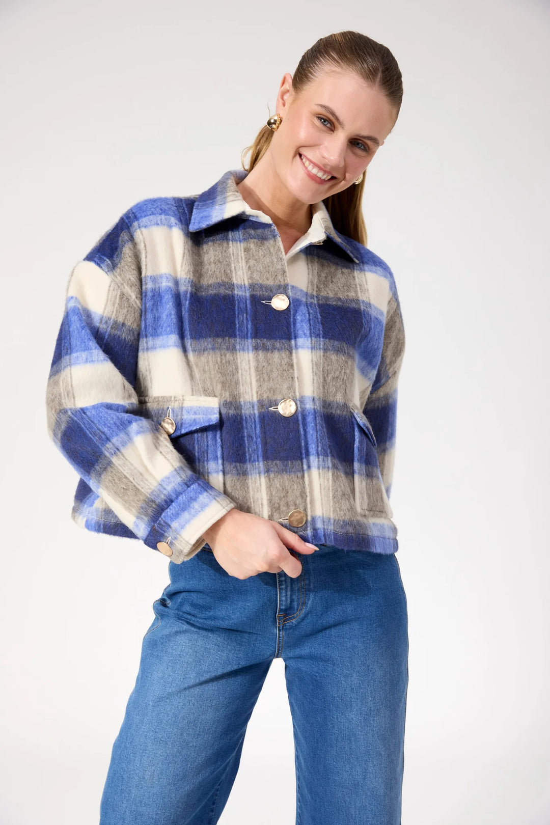 Fargo Cropped Jacket - Blue