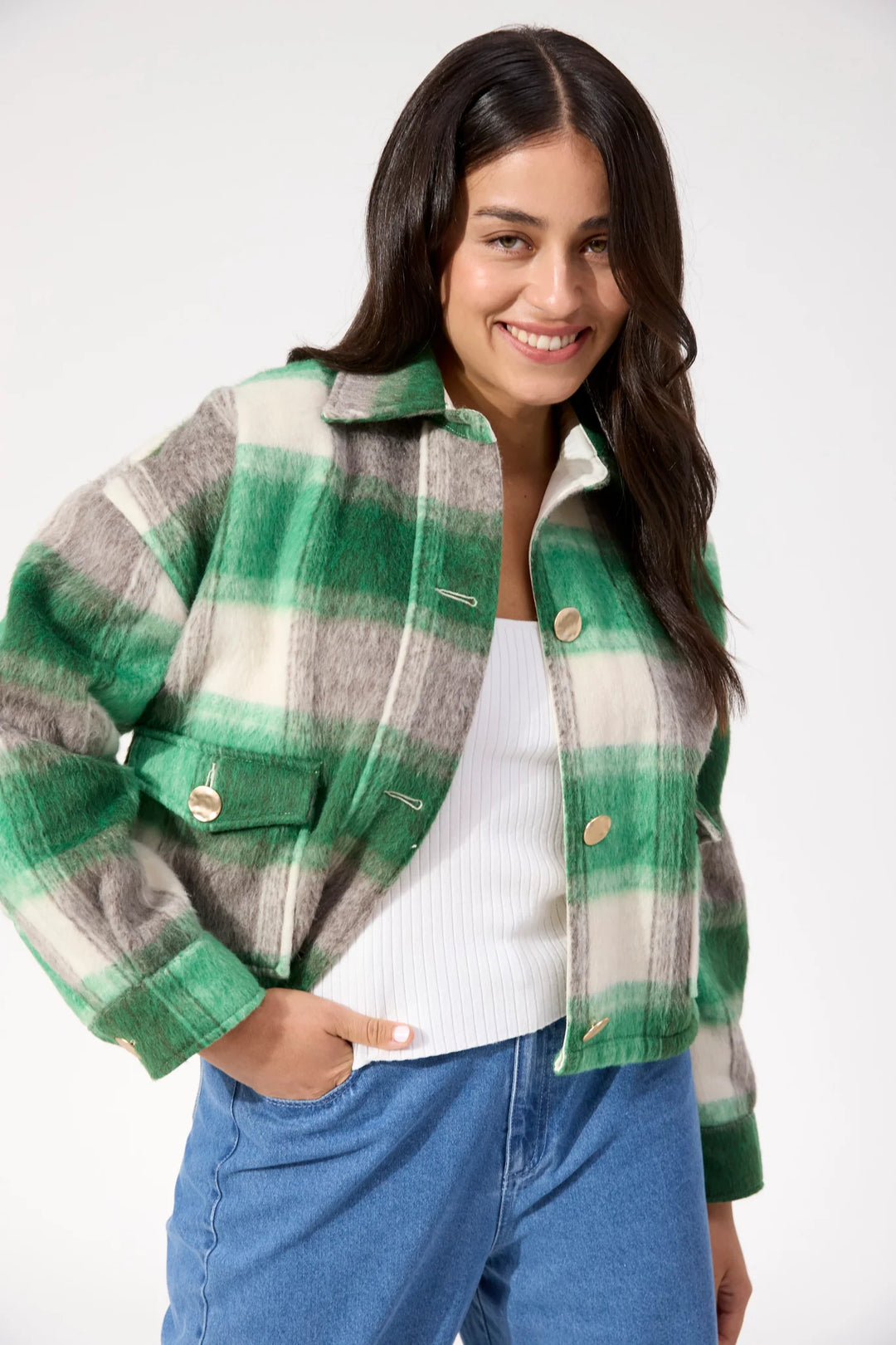 Fargo Cropped Jacket - Green