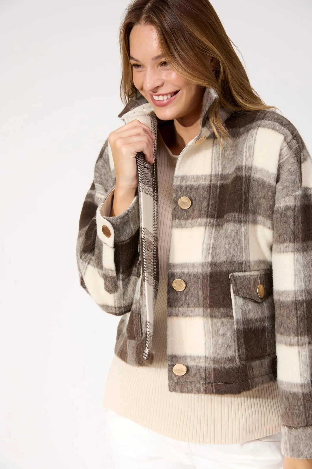 Fargo Cropped Jacket - Brown
