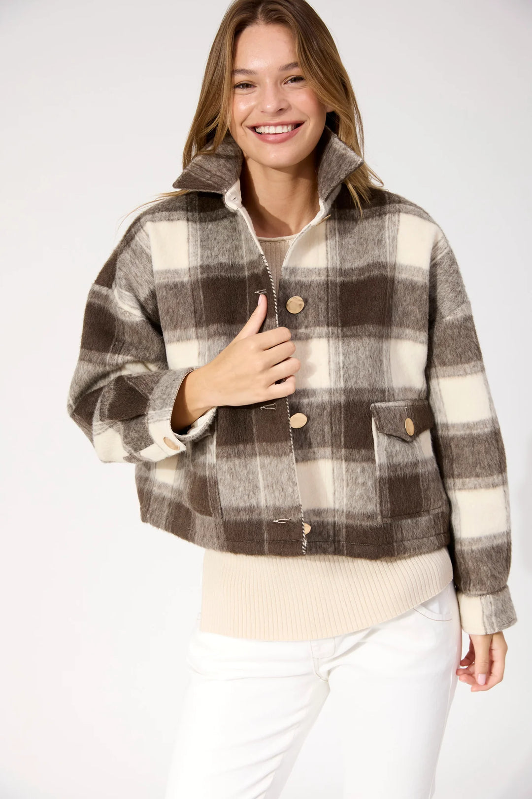 Fargo Cropped Jacket - Brown
