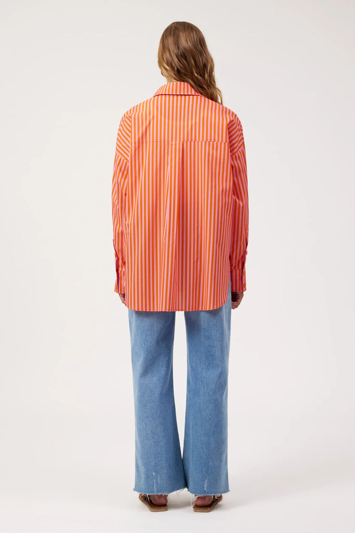 Mykonos Pink Embroidered Stripe Shirt | Haven