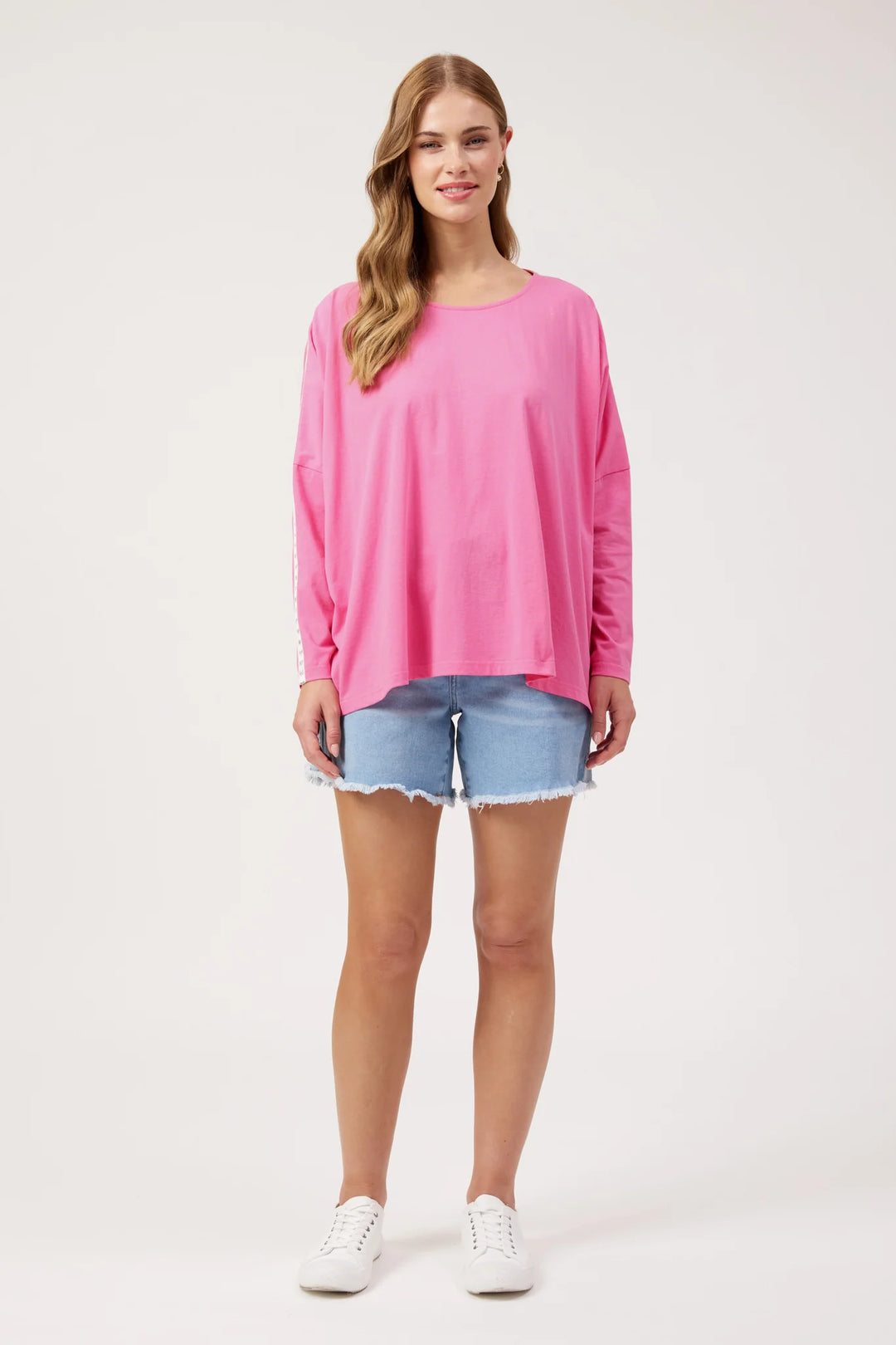 Elba Heart Long Sleeve Tshirt ONE SIZE - Pink