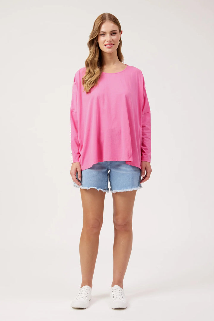 Elba Heart Long Sleeve Tshirt ONE SIZE - Pink