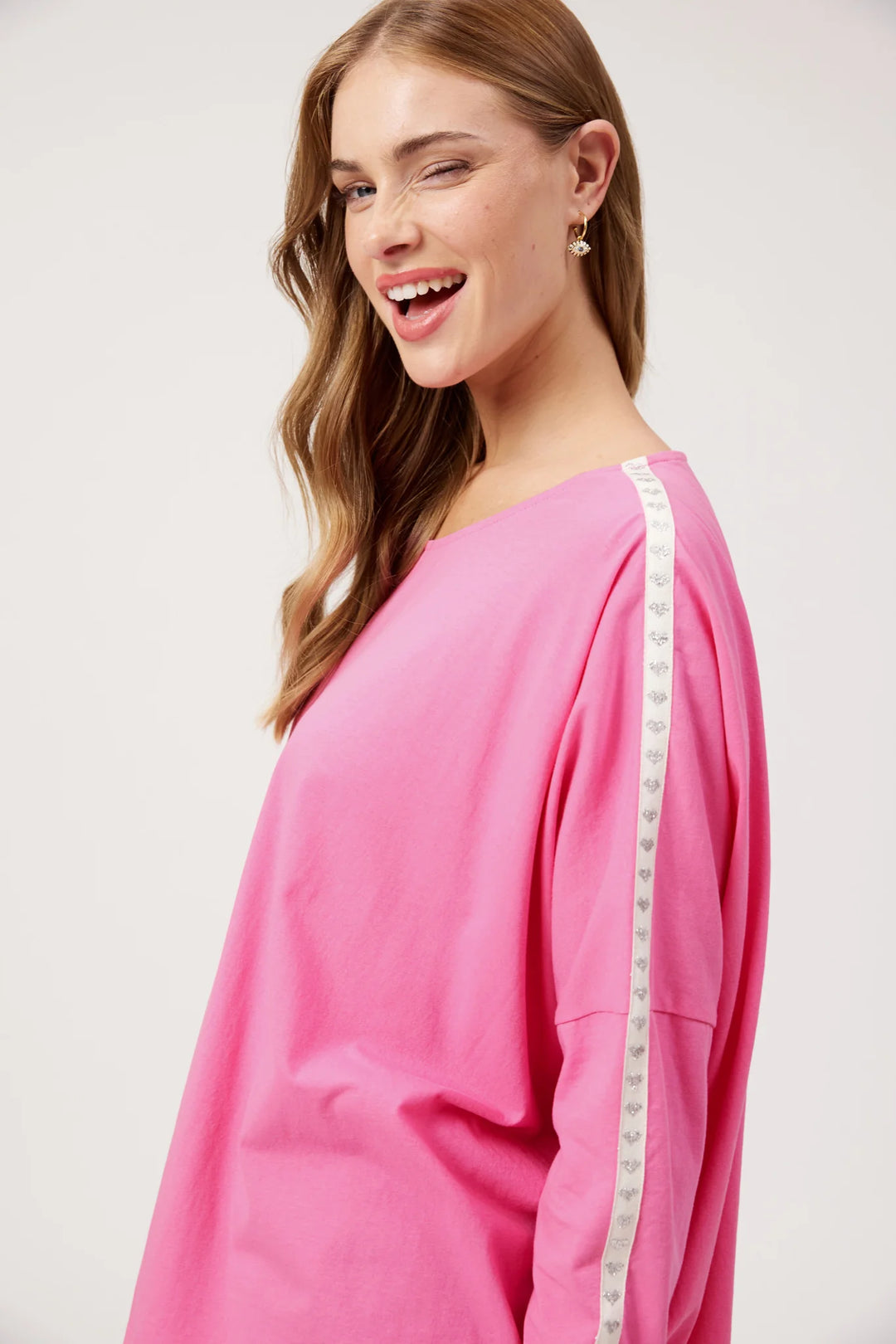 Elba Heart Long Sleeve Tshirt ONE SIZE - Pink