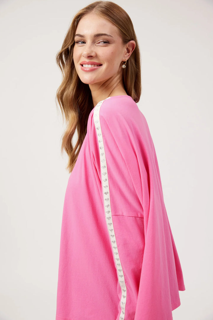 Elba Heart Long Sleeve Tshirt ONE SIZE - Pink