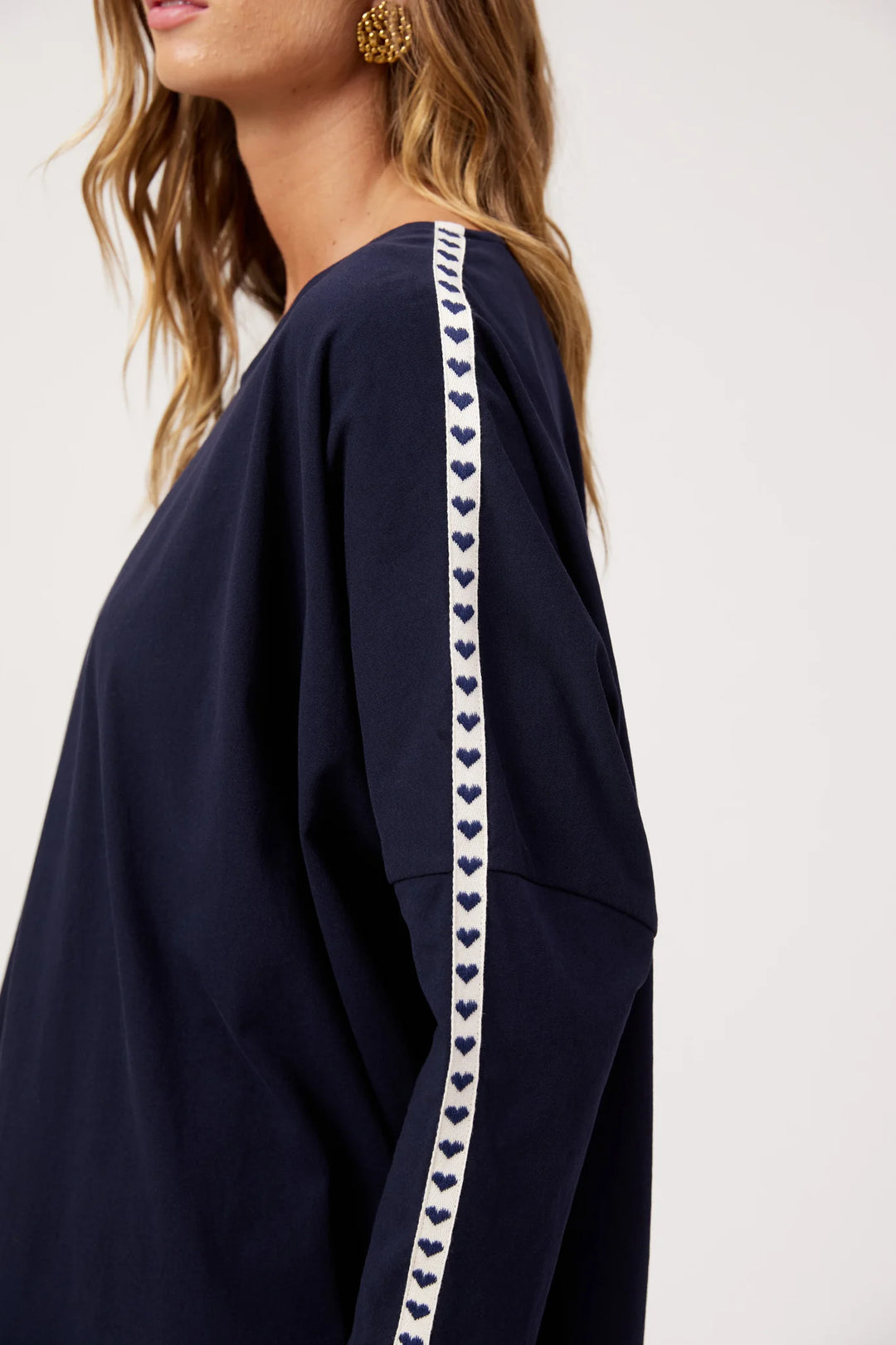 Elba Heart Long Sleeve Tshirt ONE SIZE - Navy