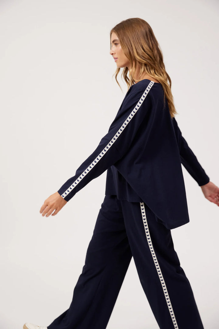 Elba Heart Long Sleeve Tshirt ONE SIZE - Navy