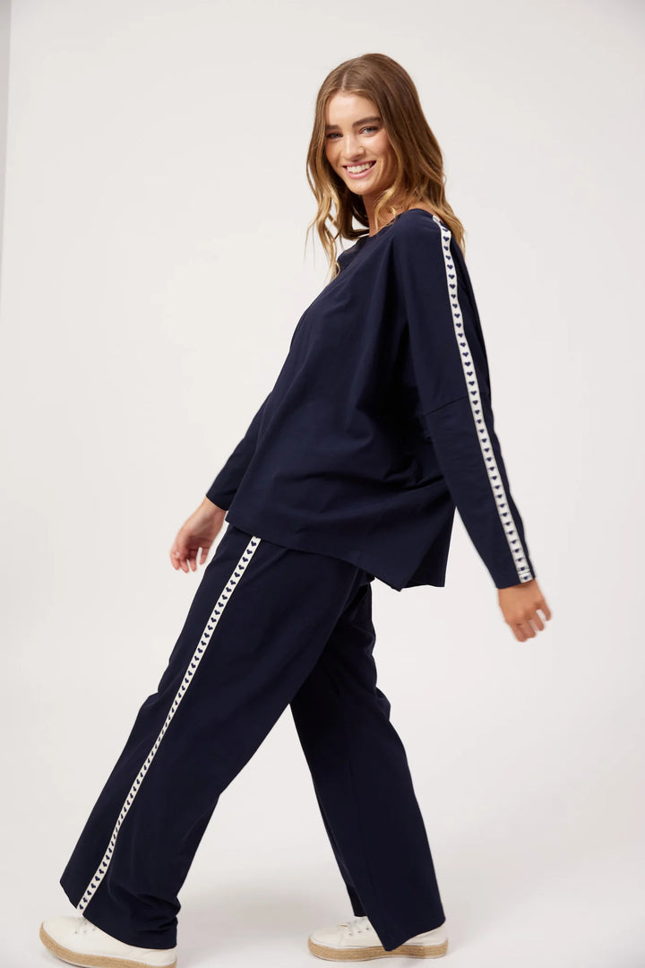 Elba Heart Long Sleeve Tshirt ONE SIZE - Navy