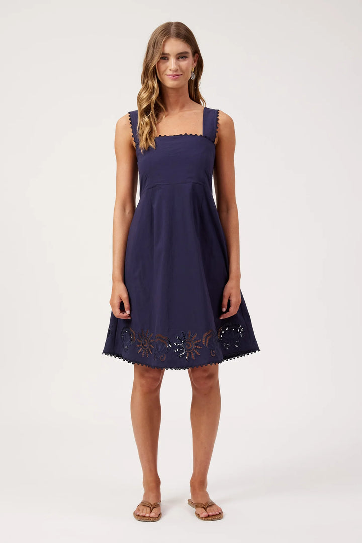 Larissa Navy Broderie Dress | Haven