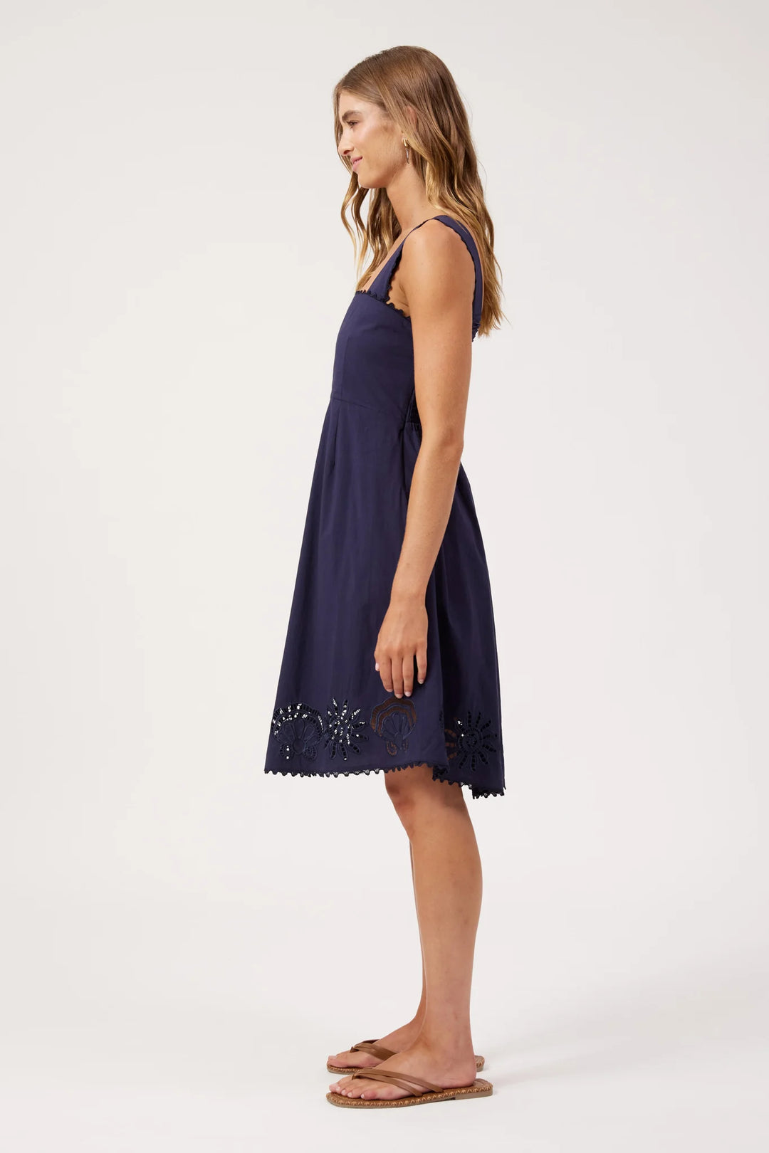 Larissa Navy Broderie Dress | Haven