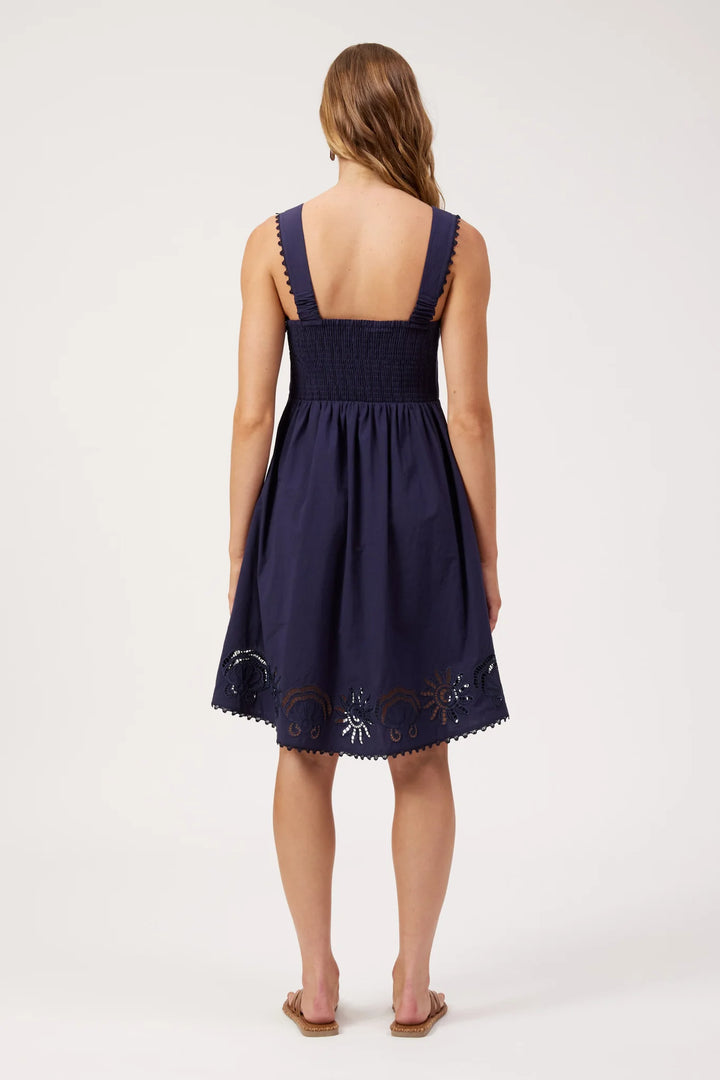 Larissa Navy Broderie Dress | Haven