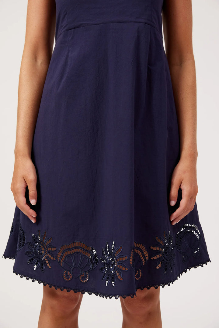 Larissa Navy Broderie Dress | Haven