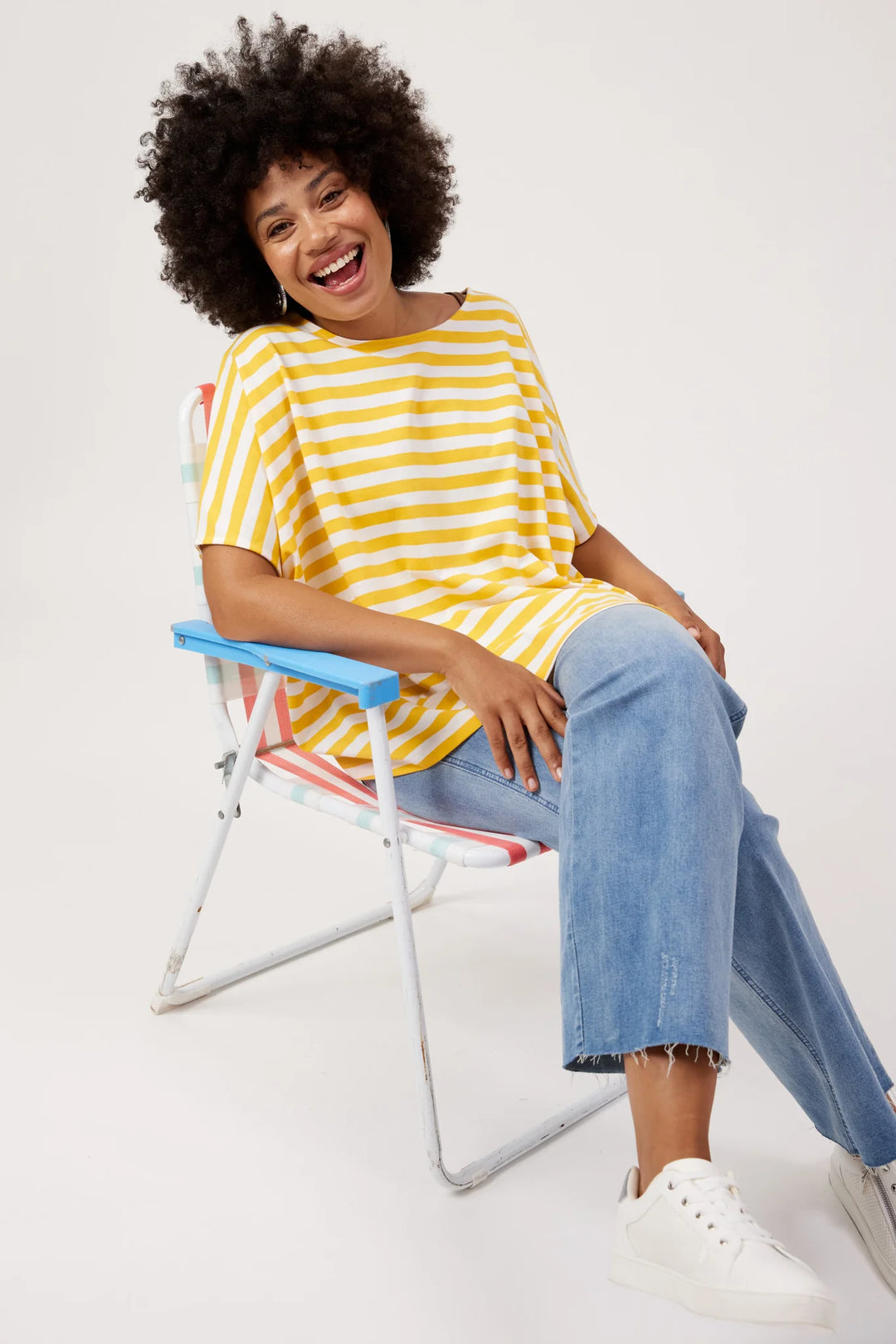 Kos Yellow Stripe Tshirt O/S | Haven