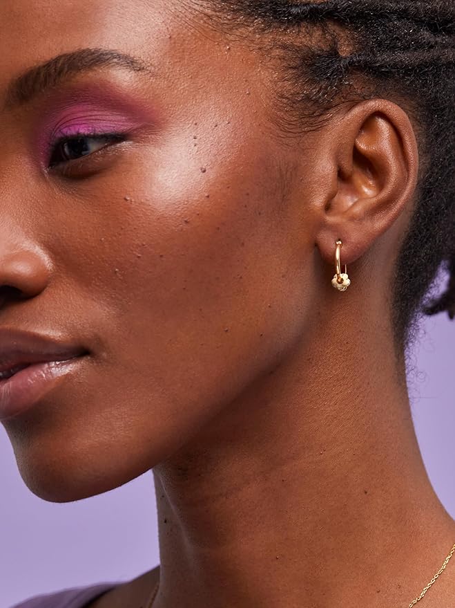 Multi Flower Hoop Earrings - Gold Plated