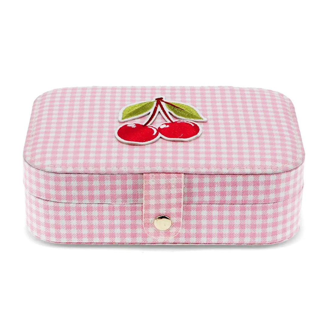 Rex London Pink Gingham Cherry Jewellery Box