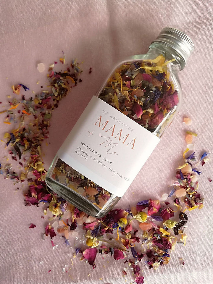 Mama and me wildflower bath soak available from www.thecollectivenz.com
