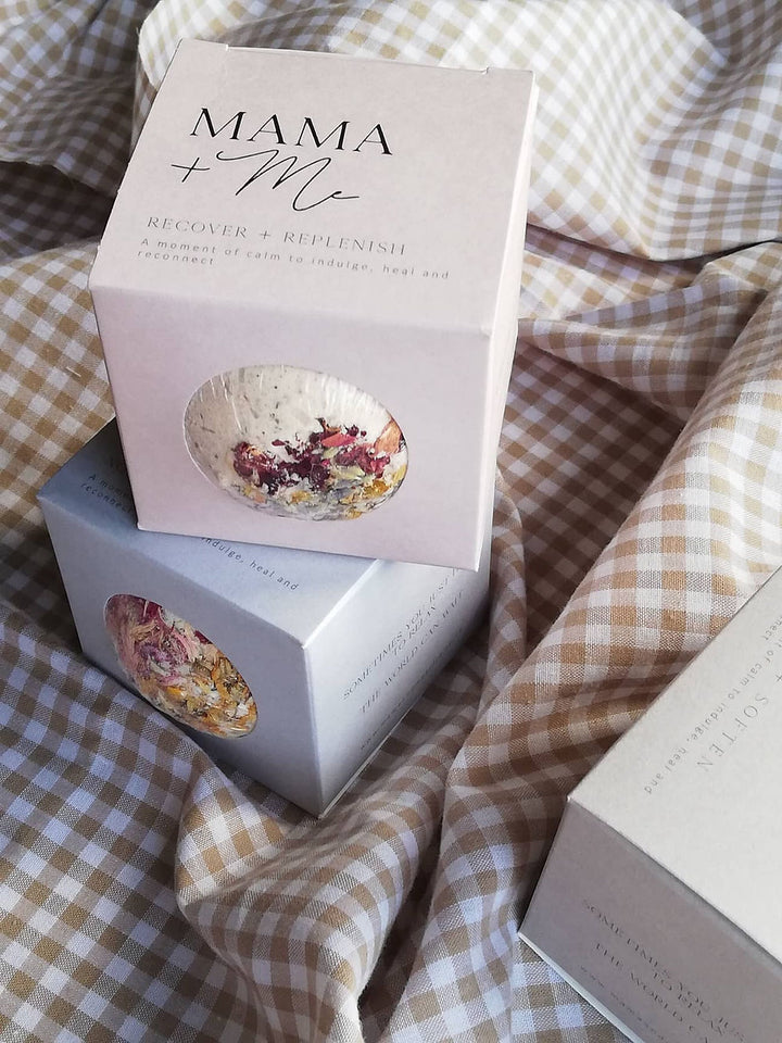 Mama and me recover and replenish bath bomb available from www.thecollectivenz.com