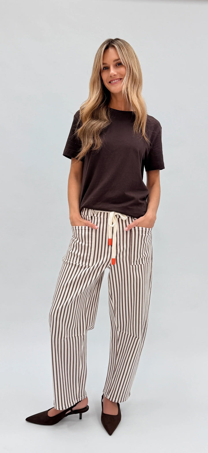 Monaco Carter Barrel Jeans - Chocolate Stripe