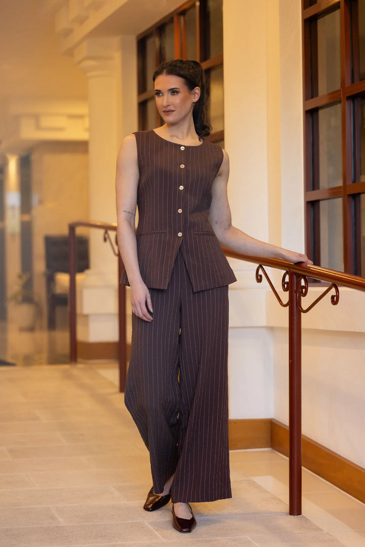Continuity Pant Cocoa Stripe | Billie The Label