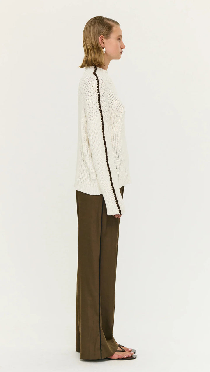 Finn High Neck Jumper - Cream / Choc
