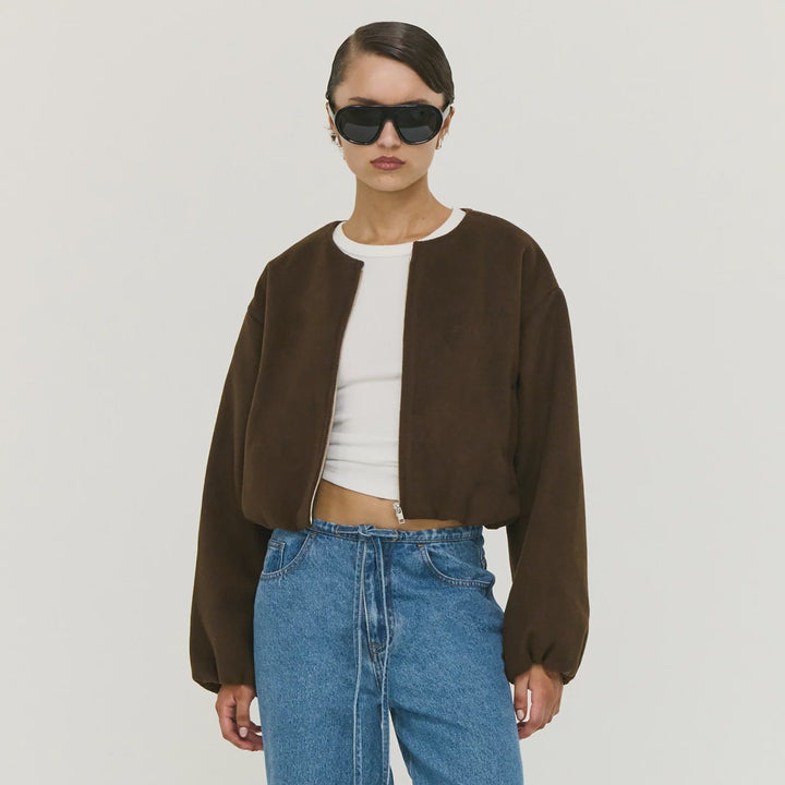 Alaric Cropped Jacket - Chocolate