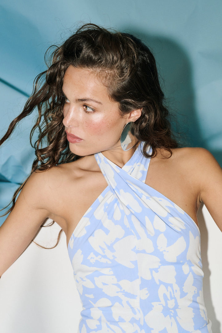 Sabrina Halter Dress  - Floral Mist