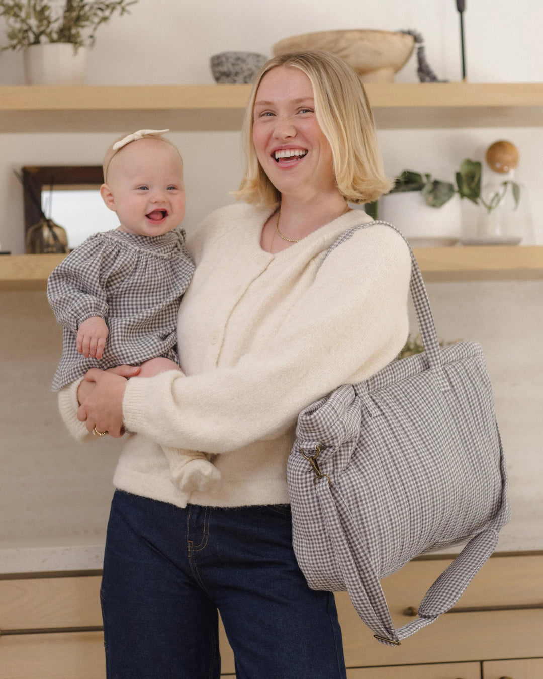 Midnight Gingham Diaper Bag + Changing Pad | Quincy Mae