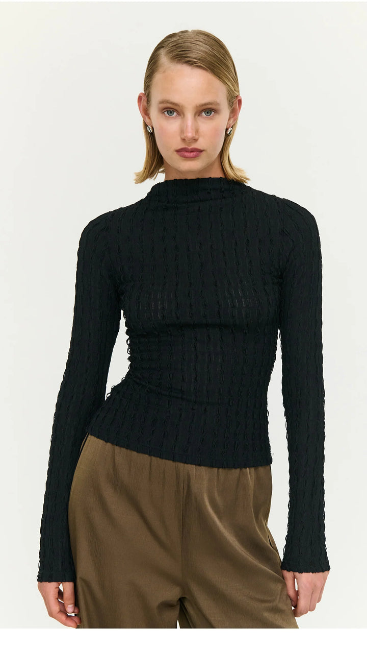 Drew High Neck Top - Black