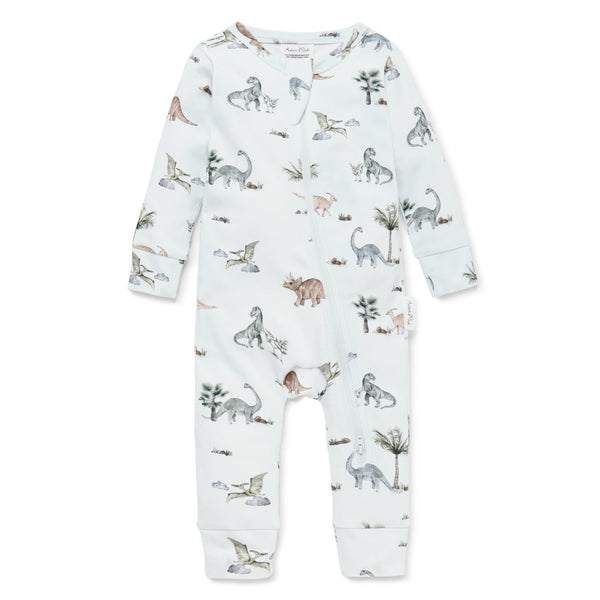 Aster & Oak Dino zip romper available from www.thecollectivenz.com